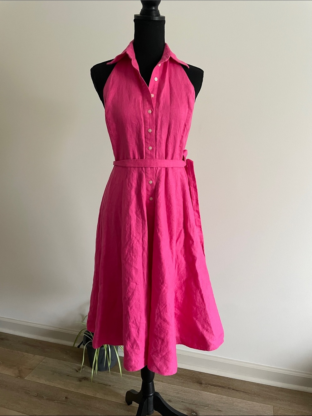 Lauren Ralph Lauren Sleeveless Fuchsia Fit-and-Flare Shirt Dress Sz 2